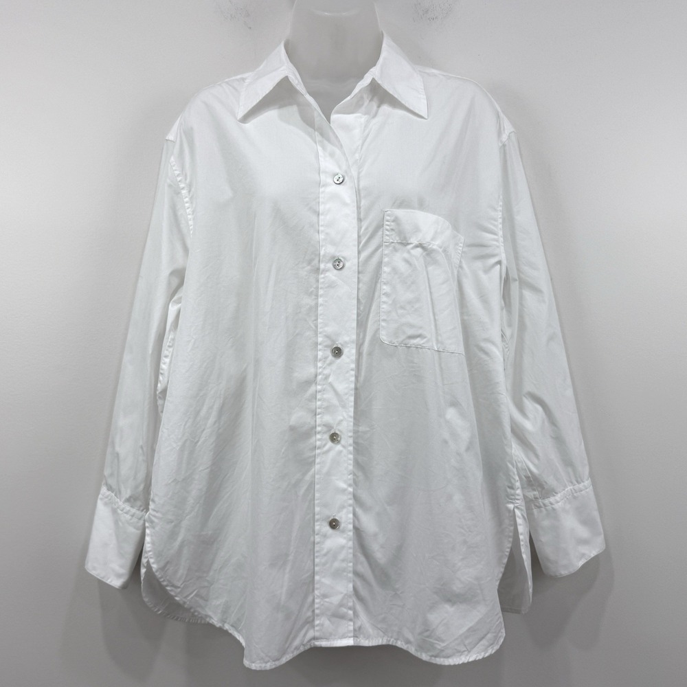 Vince Oversized 100% Cotton Button Front Shirt M Capsule Minimal Career Chic